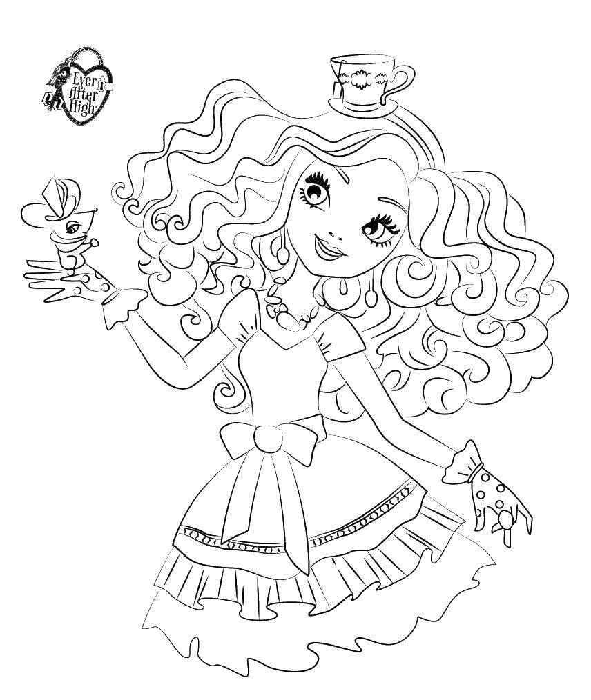 Coloring Medellin Hatter the daughter of the mad Hatter. Category eah school. Tags:  ever after high, Madeline, .