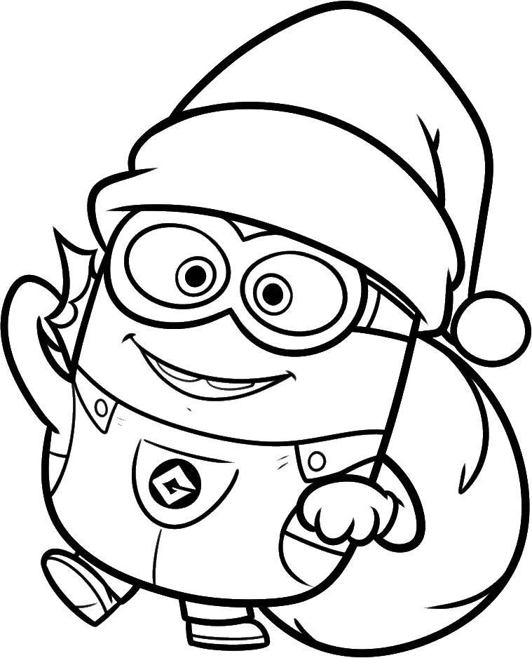 Coloring Christmas minion. Category coloring. Tags:  minion.