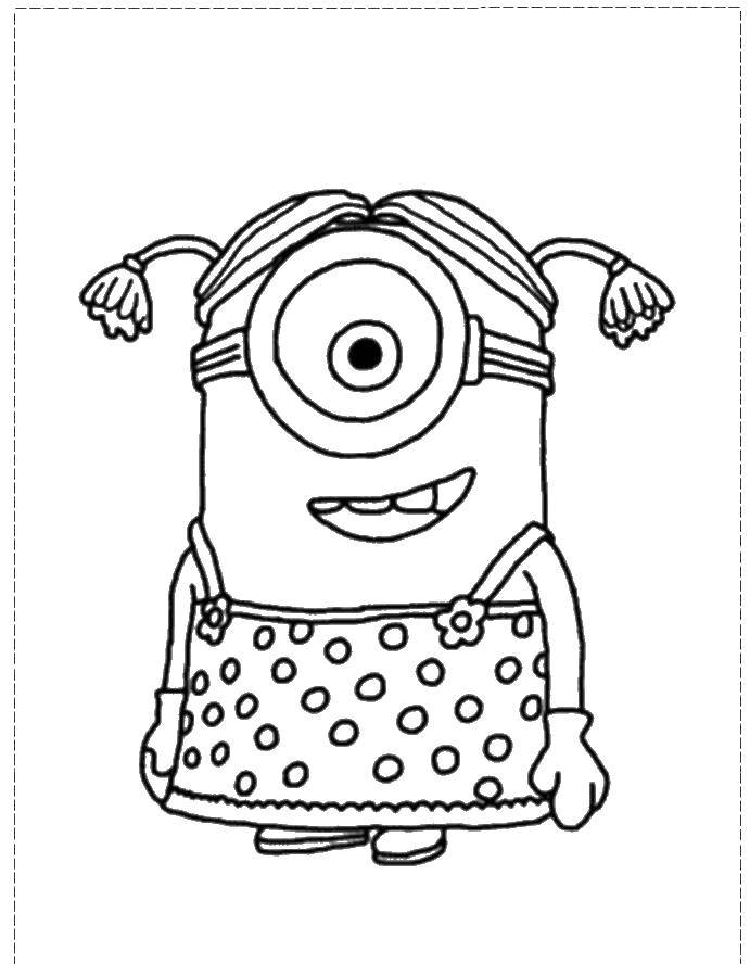 Coloring Girl minion. Category coloring. Tags:  Cartoon character, Minion.