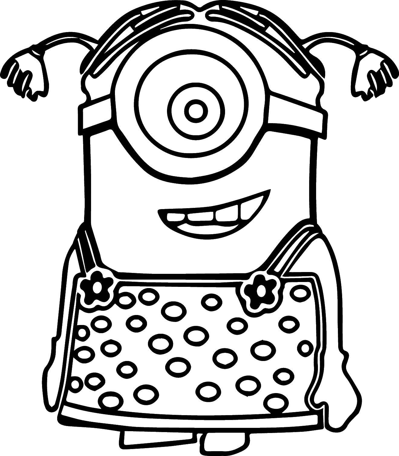 Coloring Girl minion. Category coloring. Tags:  Cartoon character, Minion.