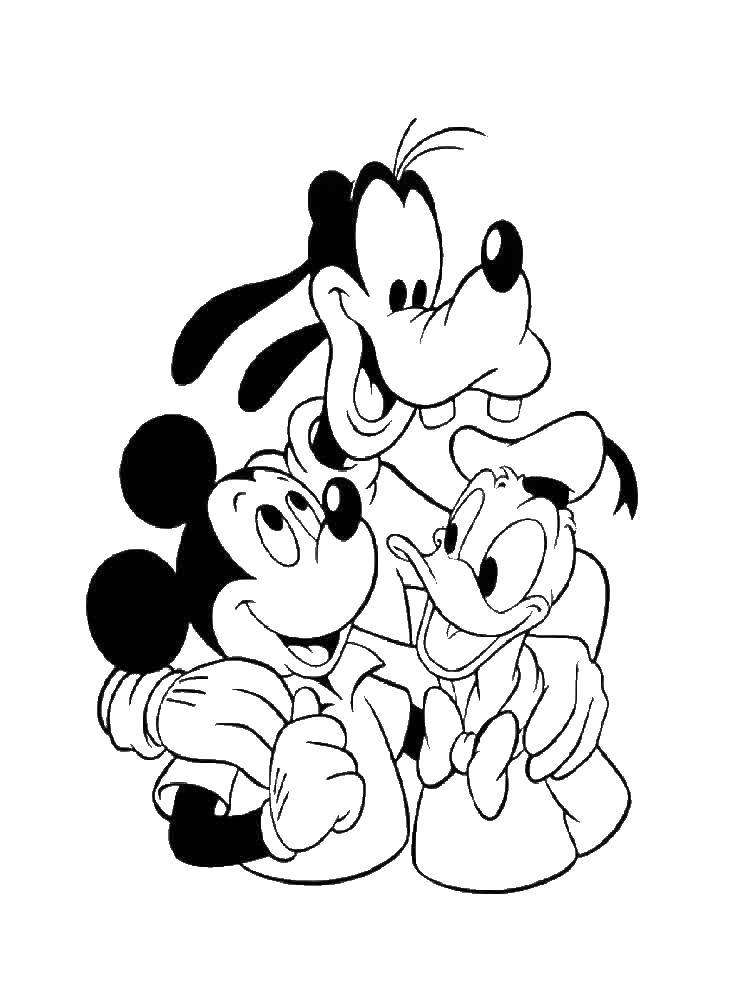 Coloring Disney characters, Mickey mouse, Donald duck. Category Disney cartoons. Tags:  multfilmy, Donald Duck, Mickey mouse.