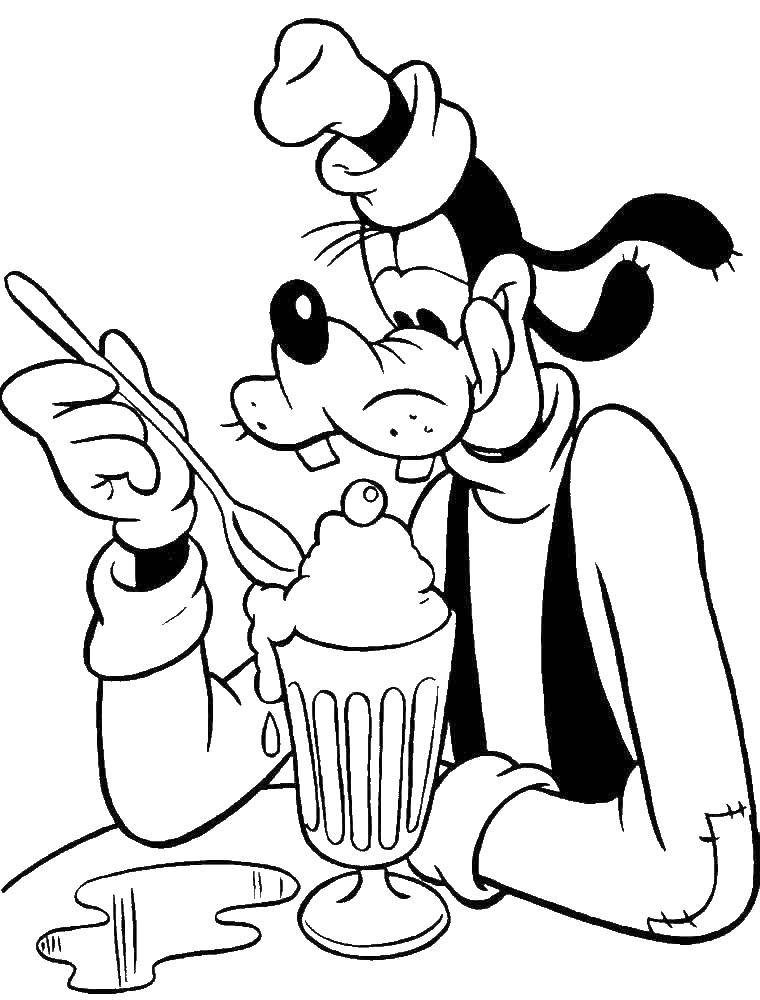 Coloring Goofy with a cocktail in the cafe. Category Disney cartoons. Tags:  cartoons, goofy.