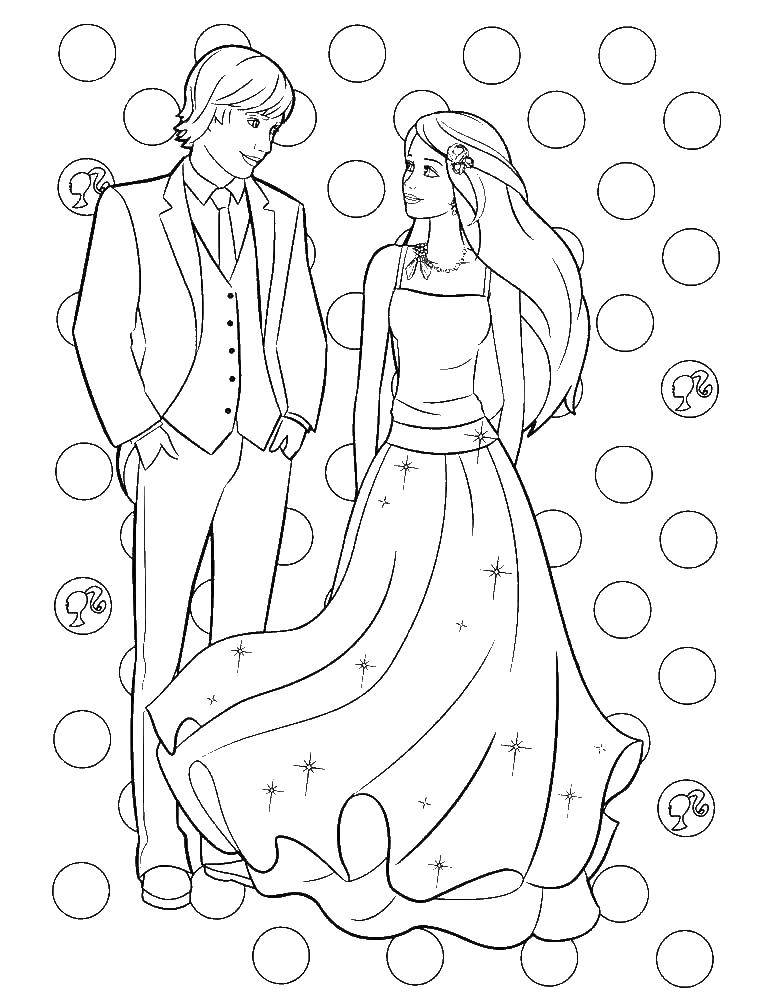 Coloring Beautiful couple: a guy and a girl, Barbie and Ken. Category Barbie . Tags:  guy , girl, Barbie, Ken.