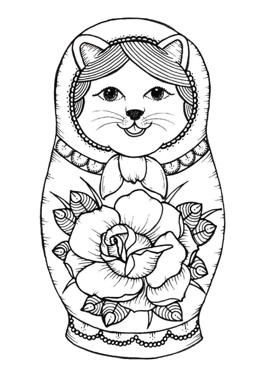 Coloring Dolls Pussycat. Category toy. Tags:  Matryoshka.