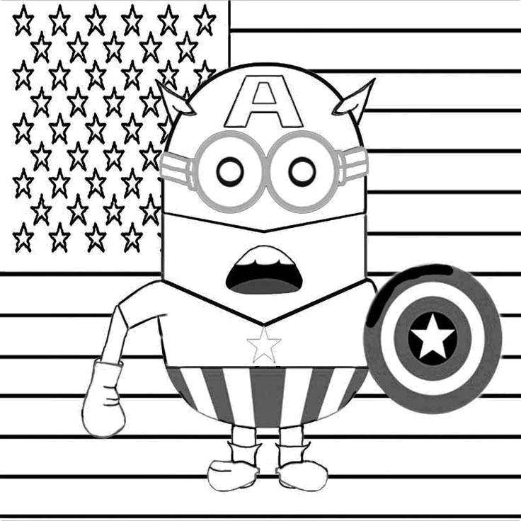 Coloring Minion captain America. Category coloring. Tags:  Cartoon character, Minion.