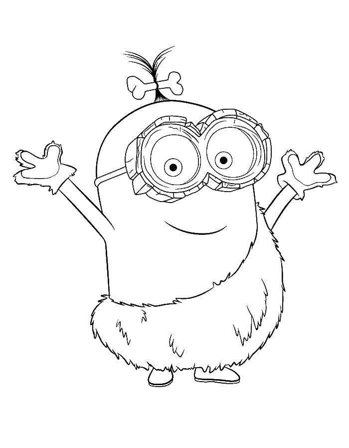 Coloring Primitive minion. Category coloring. Tags:  Cartoon character, Minion.