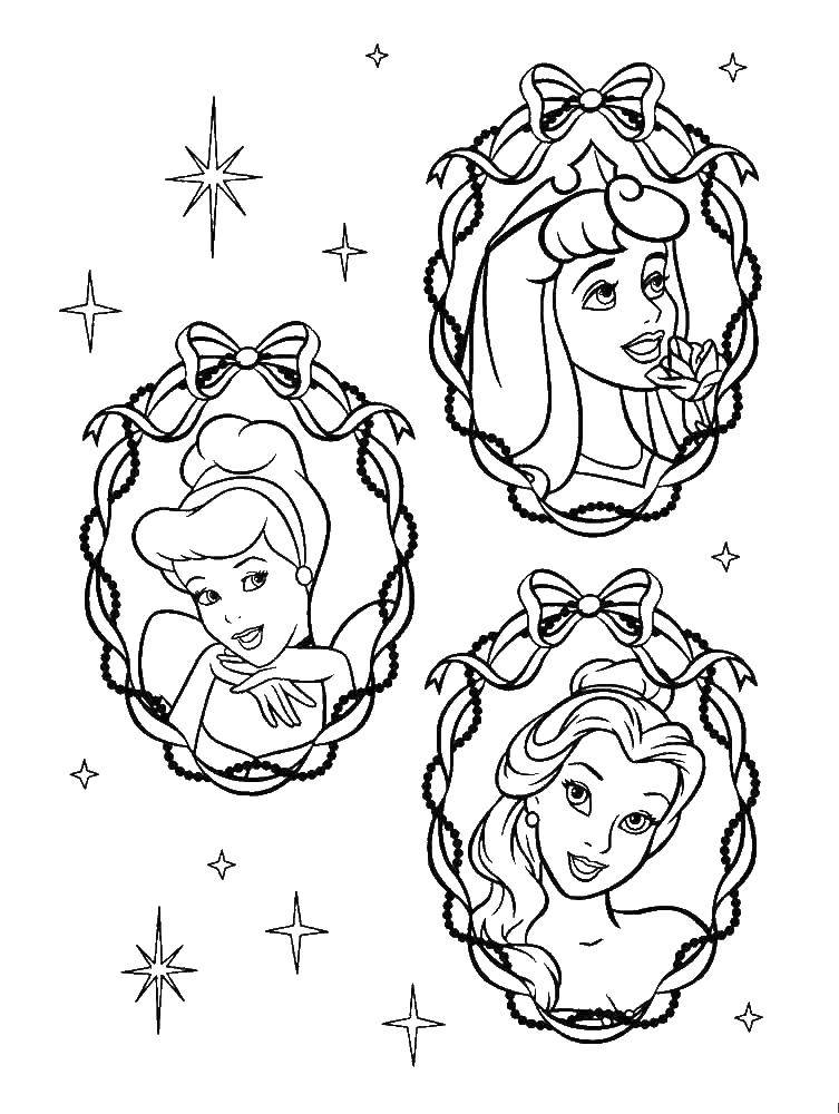 Название: Раскраска Три диснеевские принцессы.. Категория: Диснеевские мультфильмы. Теги: мультфильмы, сказки, Дисней, принцессы.