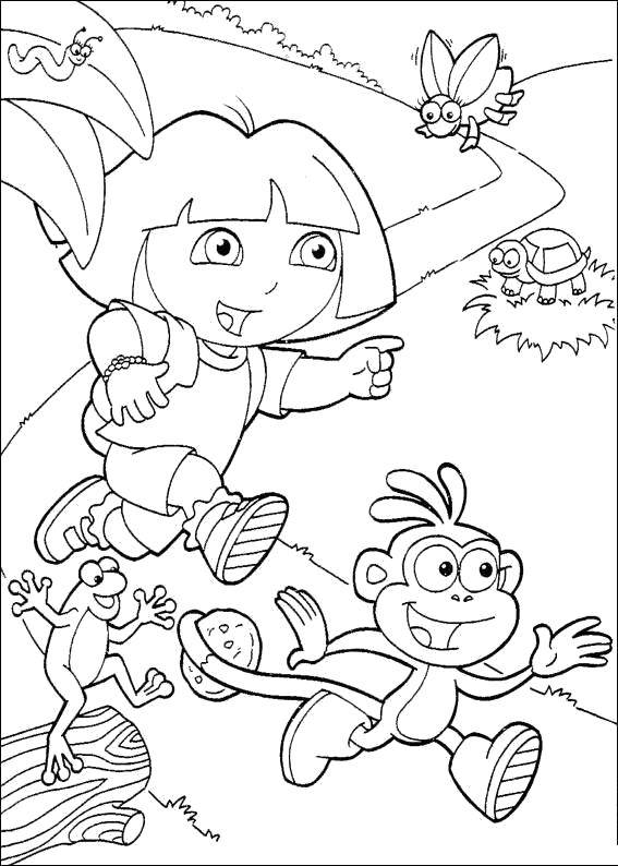 Coloring Dasha and slipper fun. Category Cartoon character. Tags:  Cartoon character, Dora the Explorer, Dora, Boots.