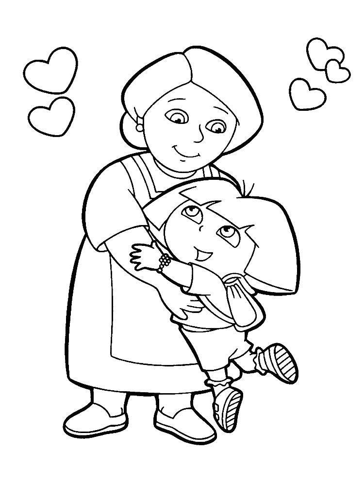 Coloring Dasha with the grandmother. Category Cartoon character. Tags:  Cartoon character, Dora the Explorer, Dora, Boots.