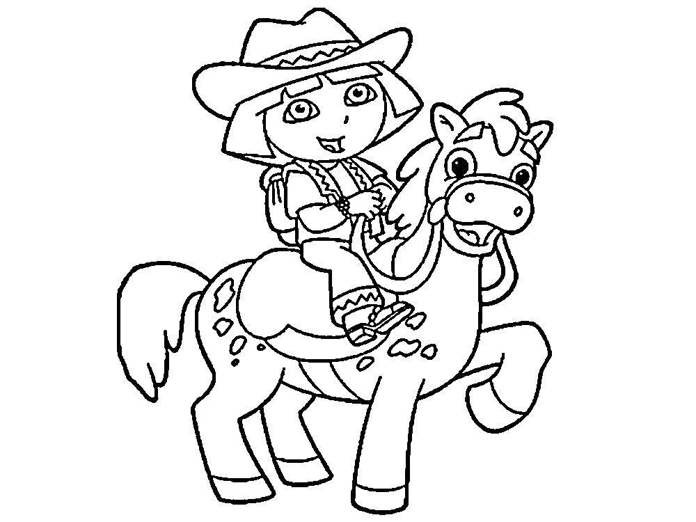 Coloring Dasha riding on a horse. Category Dora. Tags:  Dasha, slipper.