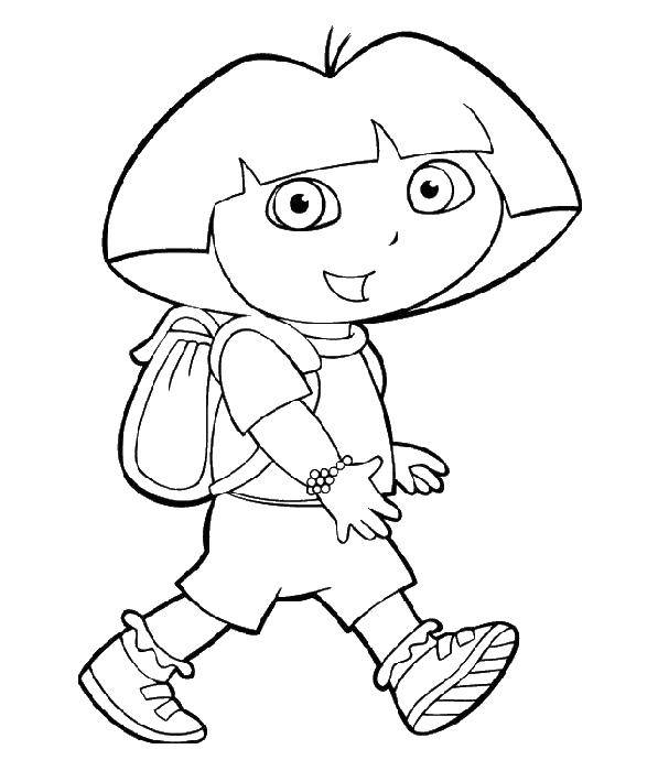Coloring Dora. Category coloring. Tags:  Cartoon character, Dora the Explorer, Dora, Boots.