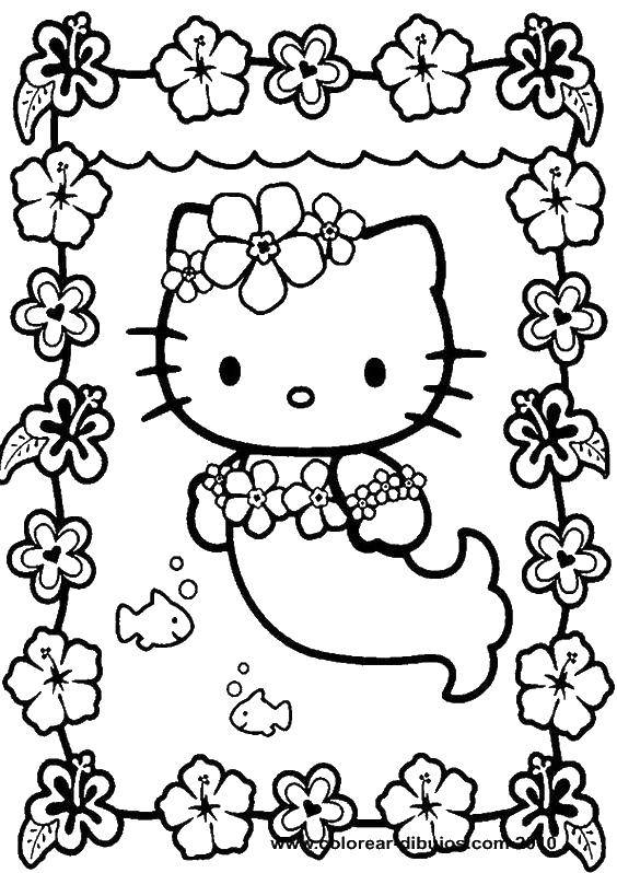 Coloring Hello kitty mermaid. Category Hello Kitty. Tags:  Hello kitty, mermaid.