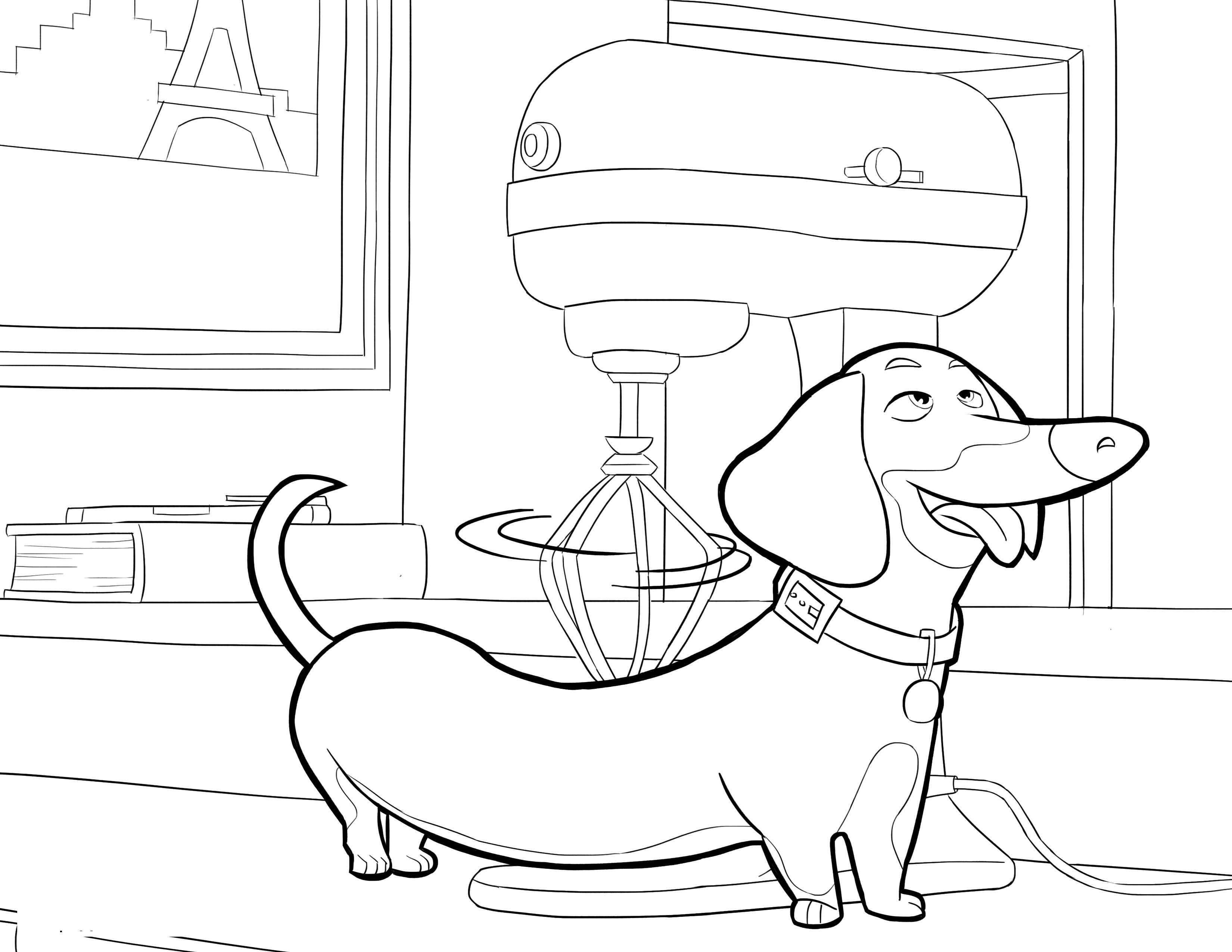 Coloring Dachshund in the kitchen. Category Pets allowed. Tags:  dog, Dachshund.