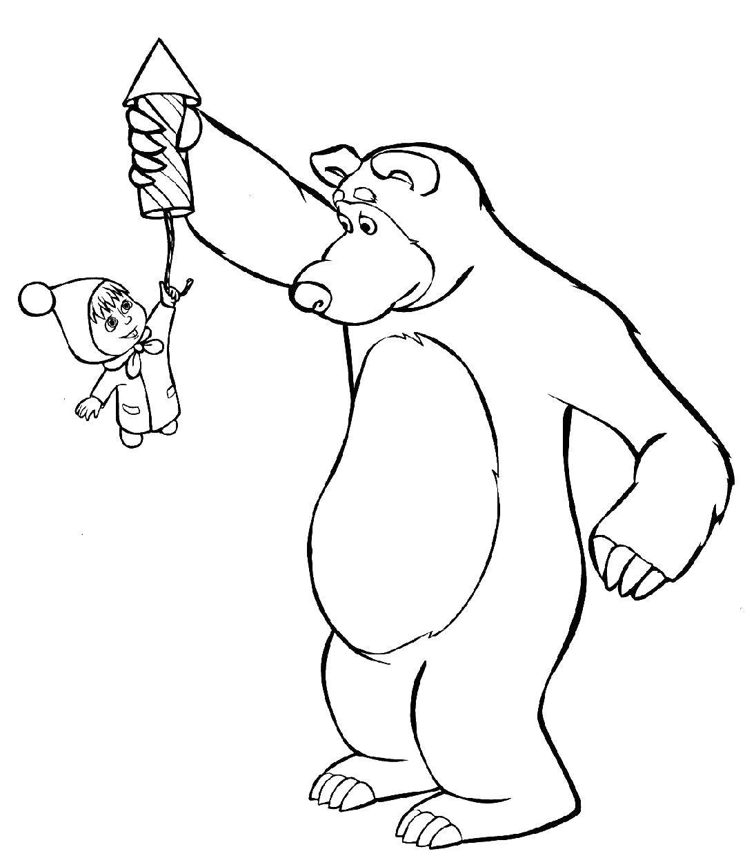 Coloring Masha and the bear. Category Cartoon character. Tags:  Cartoon character, Masha and the Bear.