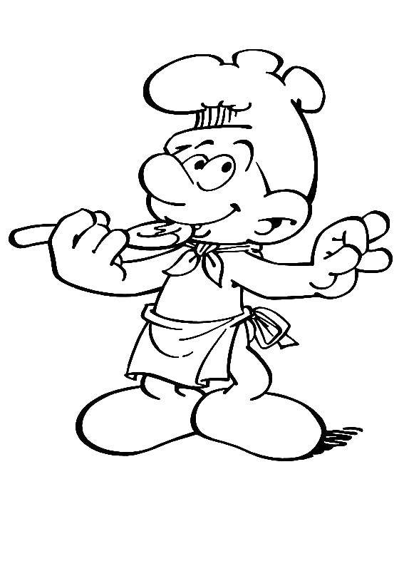 Coloring Smurf chef. Category Smurfs. Tags:  Cartoon character, Smurfs, fun.