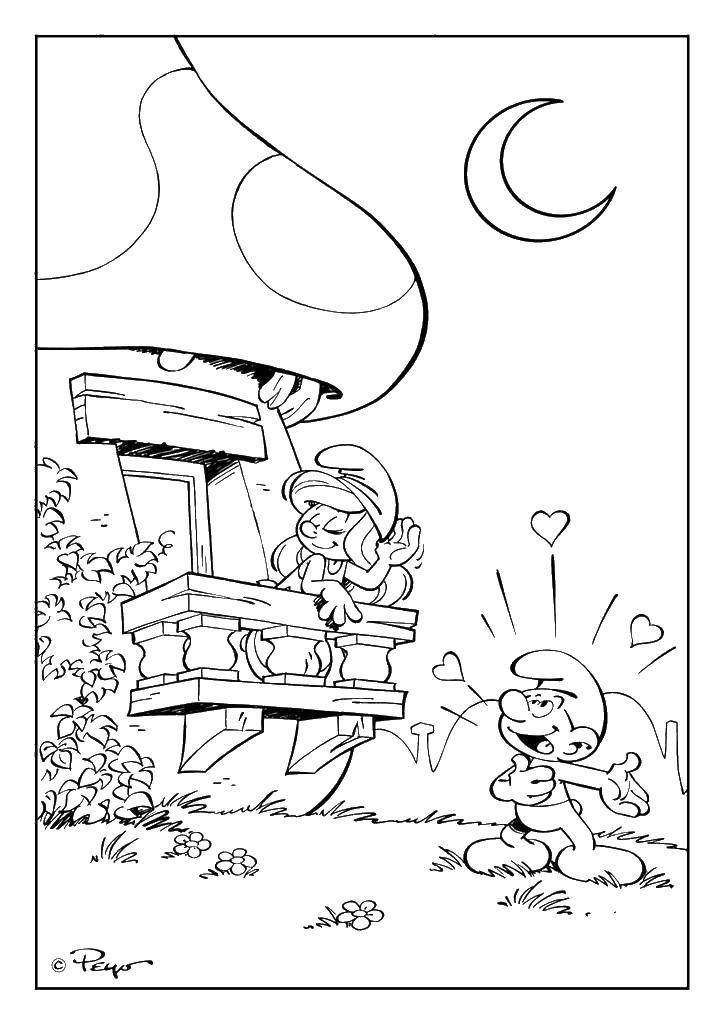 Coloring In love with a smurf. Category Smurfs. Tags:  Cartoon character, Smurfs, fun.
