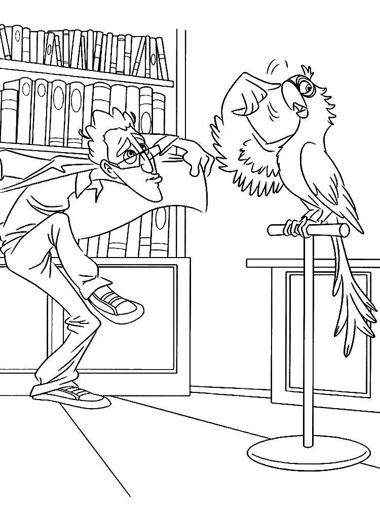 Розмальовки  Туліо вчить літати голубчика. Завантажити розмальовку Туліо, Голубчику, ріо.  Роздрукувати ,ріо,