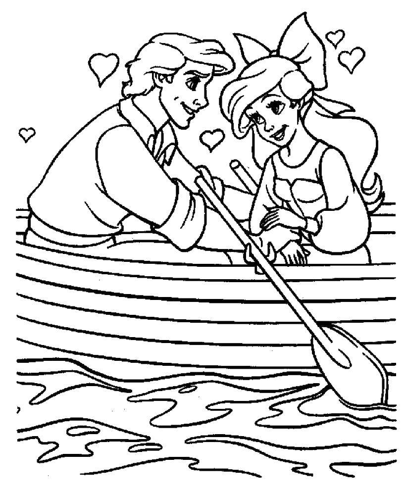 Coloring Ariel and Prince Eric. Category Disney cartoons. Tags:  Ariel, mermaid.