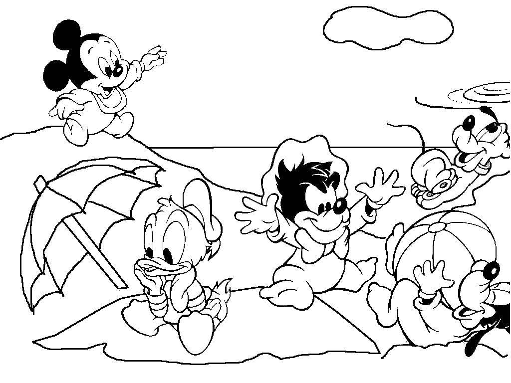 Coloring Minnie mouse and his friends in childhood. Category cartoons. Tags:  Minnie, Mickymaus.