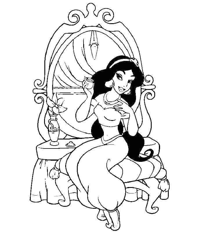 Coloring Princess Jasmine. Category Disney cartoons. Tags:  Aladdin , Jean.
