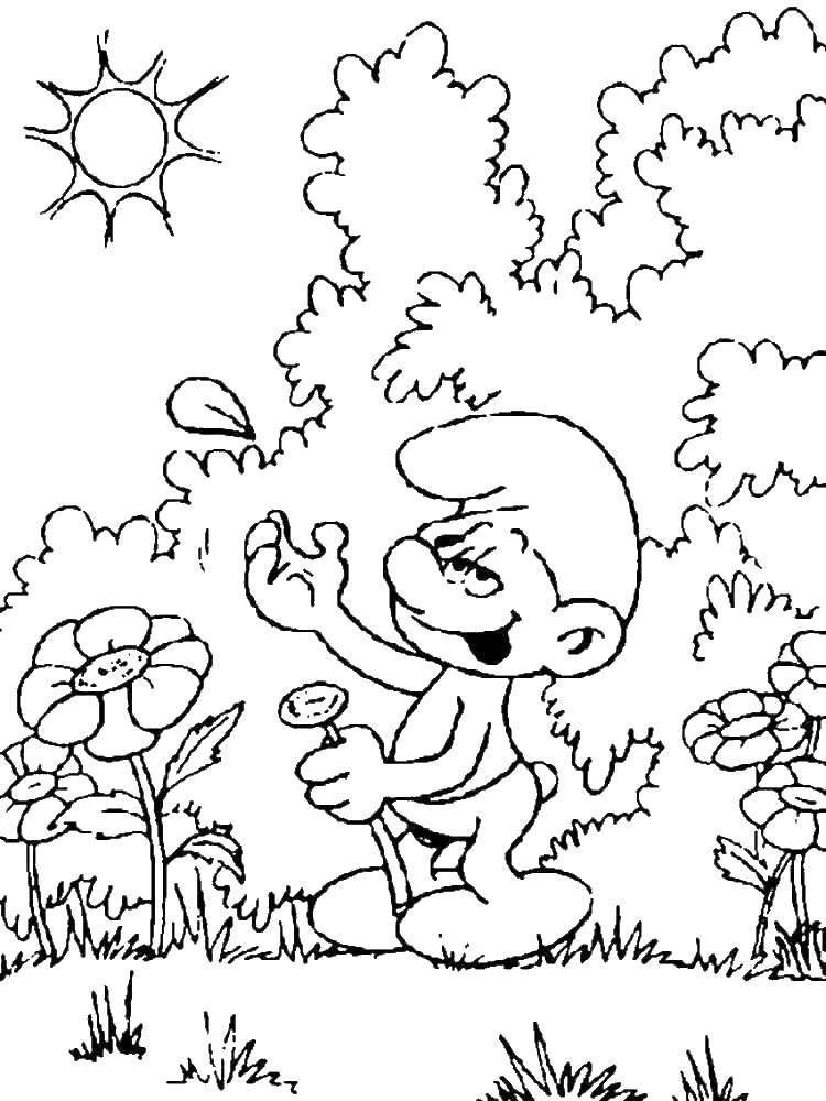Coloring Smurf is wondering. Category Smurfs. Tags:  Cartoon character, Smurfs, fun.