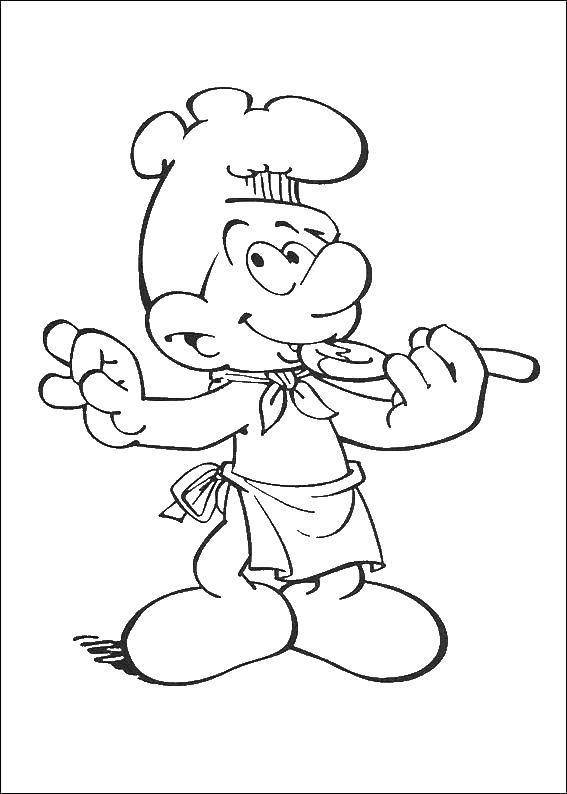 Coloring Smurf chef. Category Smurfs. Tags:  Cartoon character, Smurfs, fun.