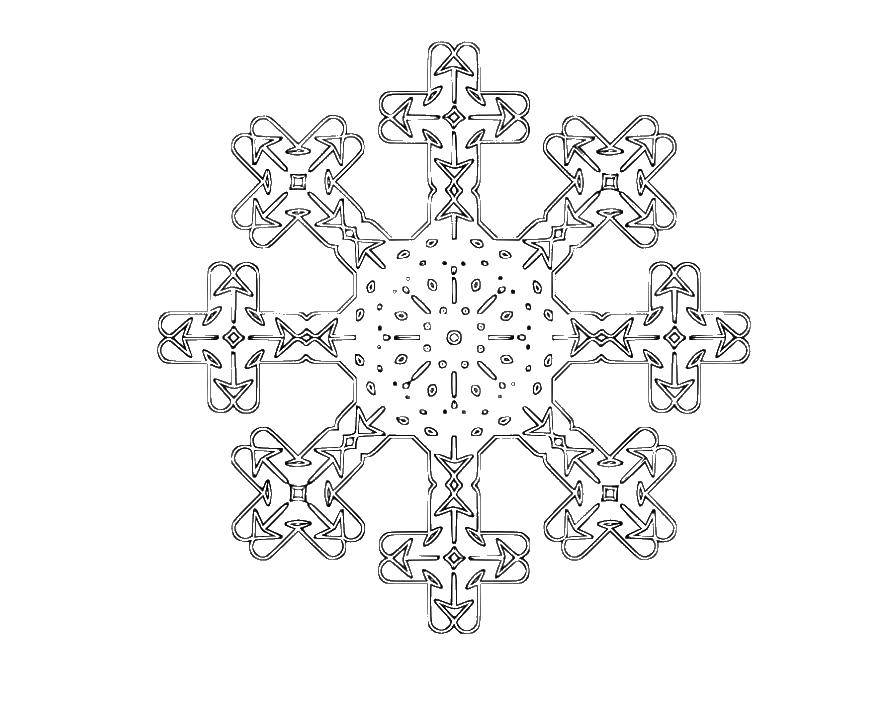 Название: Раскраска Многогранная снежинка. Категория: снег. Теги: снег, снежинка.