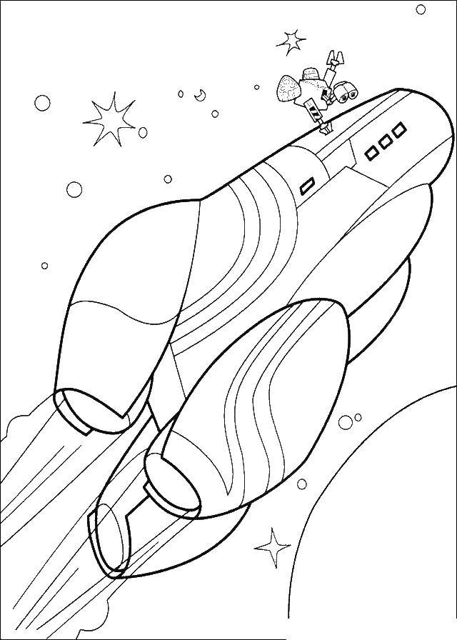 Название: Раскраска Космический корабль. Категория: ВАЛЛ И. Теги: Валли, Ева, робот.