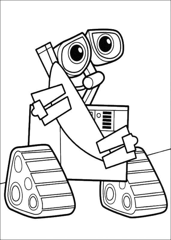 Название: Раскраска Валли робот уборщик. Категория: ВАЛЛ И. Теги: Валли, Ева, робот.