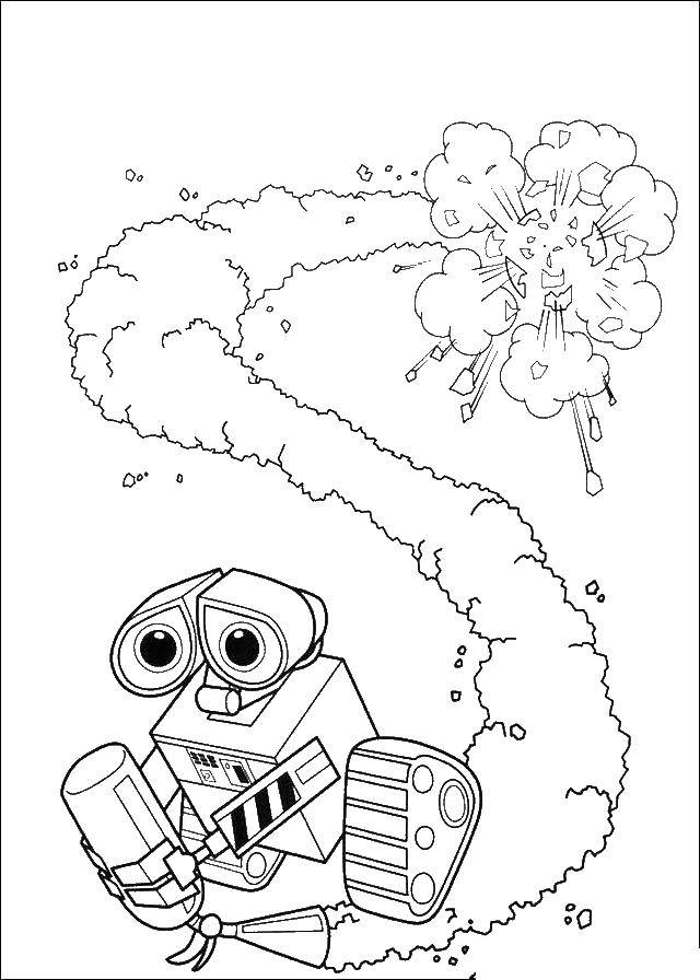 Название: Раскраска Валли робот уборщик. Категория: ВАЛЛ И. Теги: Валли, Ева, робот.