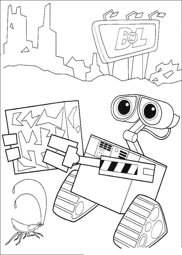 Coloring The valley the robot cleaner. Category WALL AND. Tags:  Valli, Eva, robot.