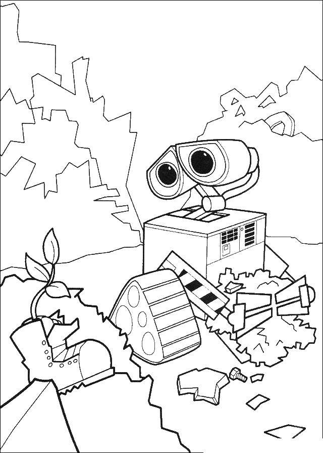 Coloring The valley the robot cleaner. Category WALL AND. Tags:  Valli, Eva, robot.