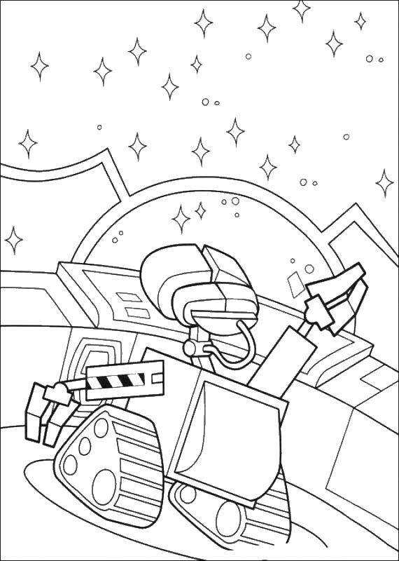 Coloring Wally looks up at the stars. Category WALL AND. Tags:  Valli, Eva, robot.