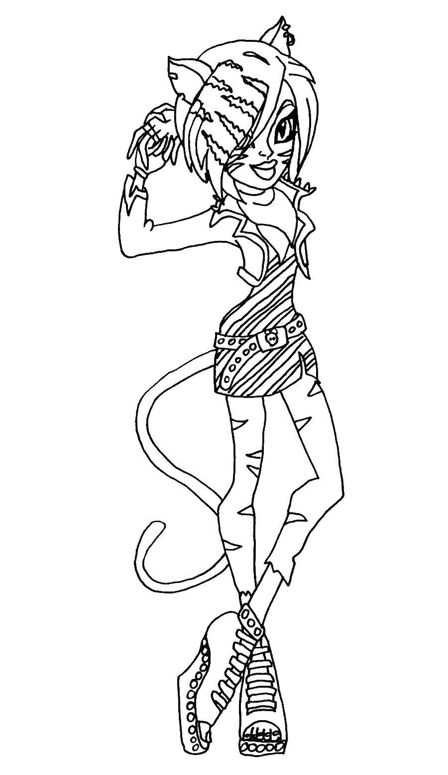 Название: Раскраска Девушка в костюме кошки. Категория: Монстры против Пришельцев. Теги: девушка, хвост, костюм, уши.