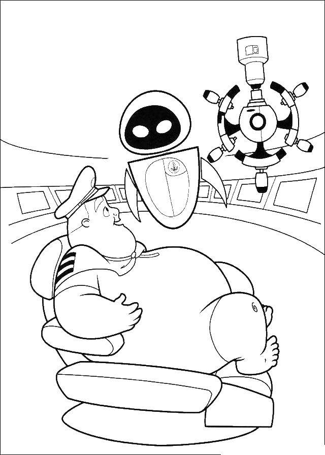 Coloring Eve and the fat man. Category WALL AND. Tags:  Eva , robot, eyes.