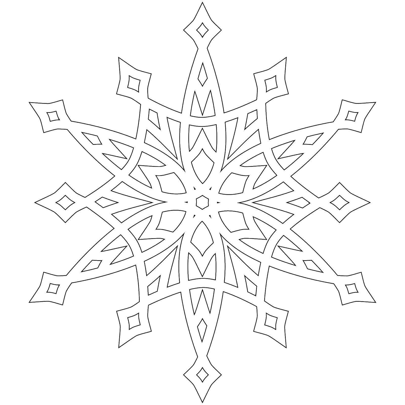 Coloring Pointed snowflake. Category snow. Tags:  snow, snowflakes.
