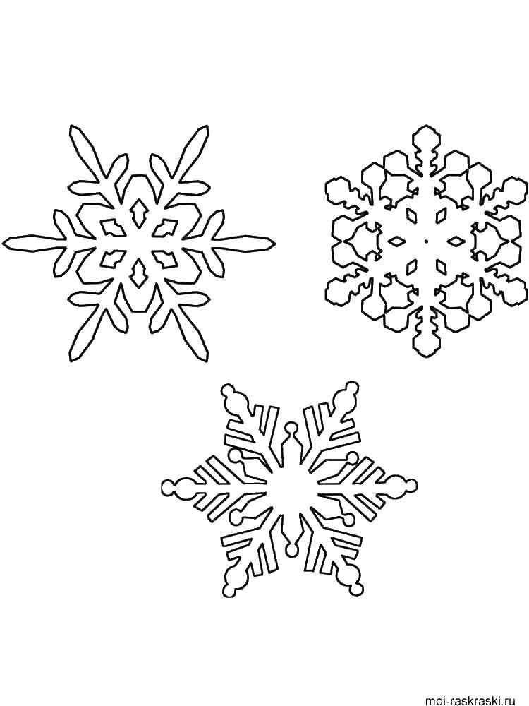 Coloring Three different snowflakes. Category snow. Tags:  snow, snowflakes.