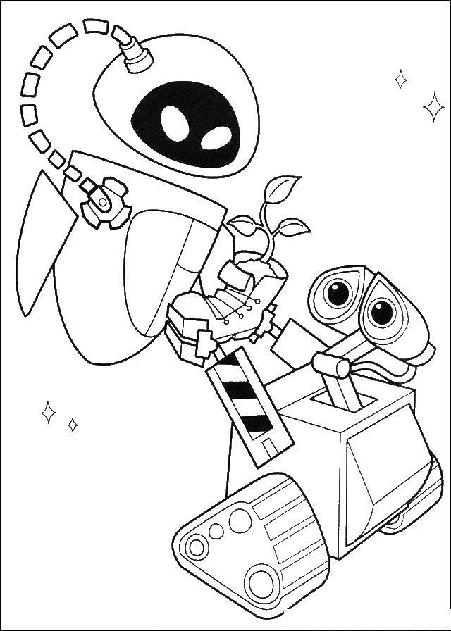 Coloring Valli and eve found the plant. Category WALL AND. Tags:  Valli, Eva, robot.
