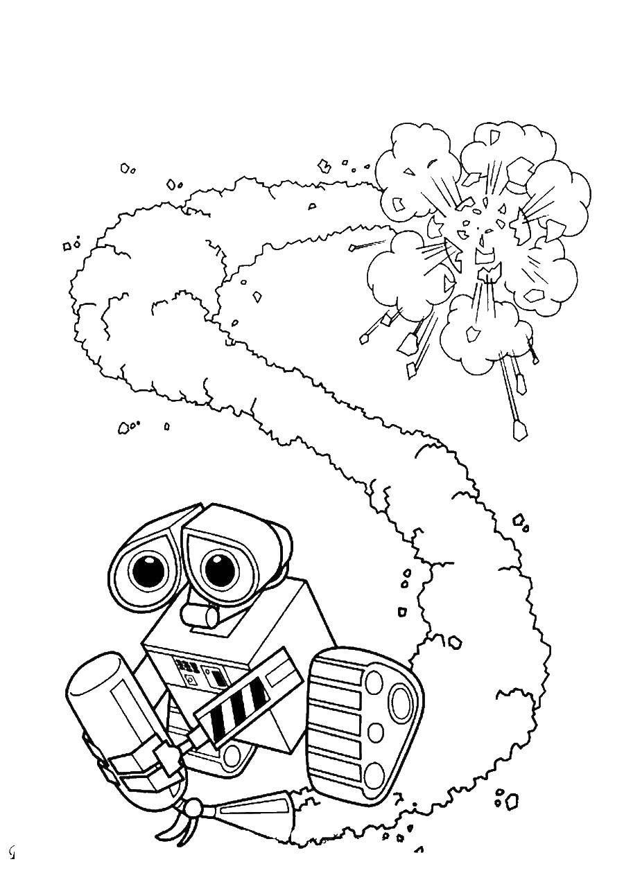 Название: Раскраска Валли с огнетушителем. Категория: ВАЛЛ И. Теги: Валли, робот, огнетушитель.