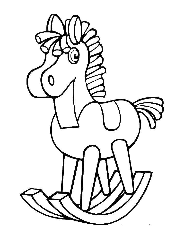 Coloring Wooden horse. Category the notebook. Tags:  the horse, swing.