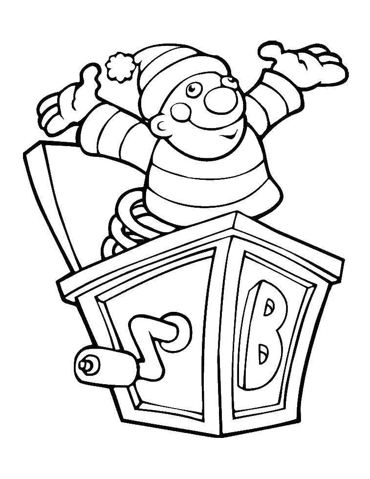 Coloring Clown in the box. Category coloring. Tags:  box, clown.