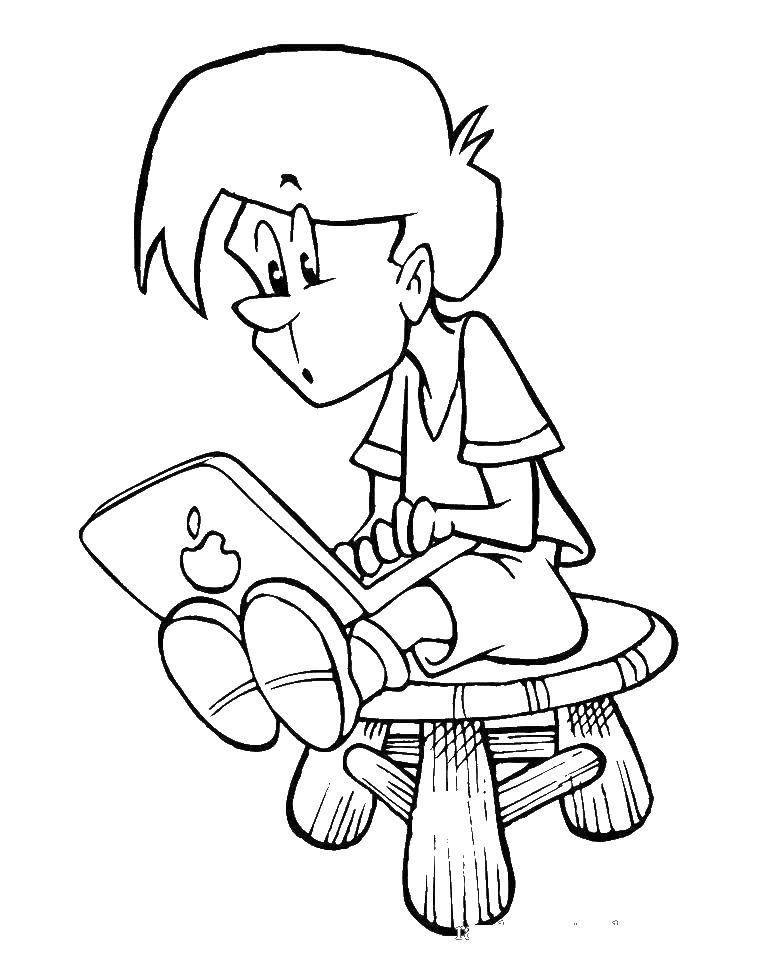 Название: Раскраска Мальчик с ноутбуком. Категория: Техника. Теги: Мальчик, ноутбук.