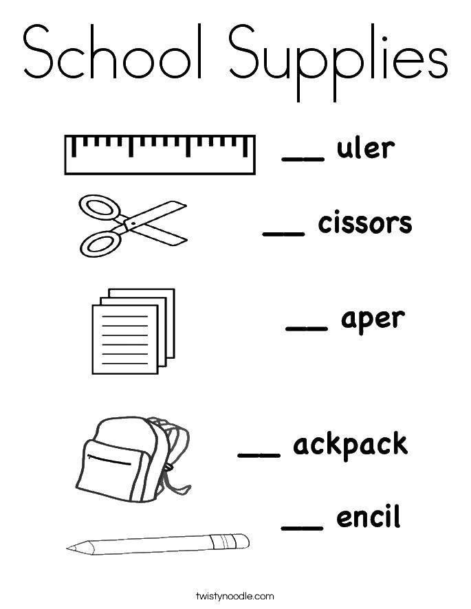Coloring Stationery. Category School supplies. Tags:  scissors, pencil, ruler.
