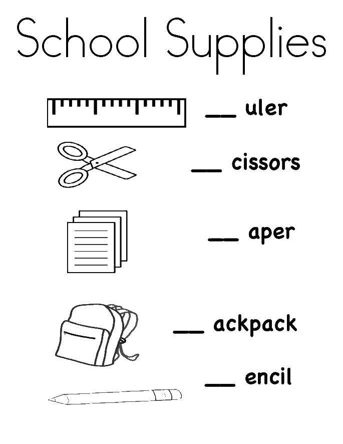Coloring Stationery. Category School supplies. Tags:  pencil, notebook, Apple, ruler.
