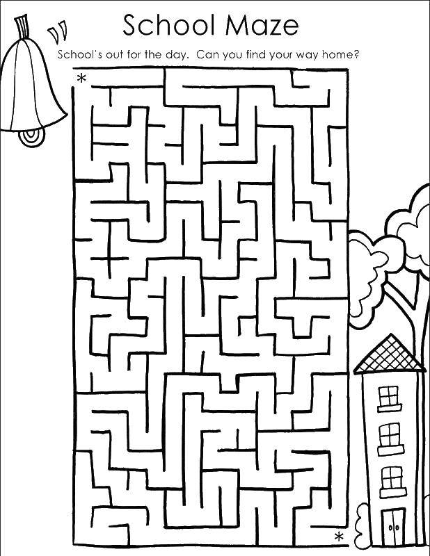 Coloring Maze school. Category mazes. Tags:  maze, school.