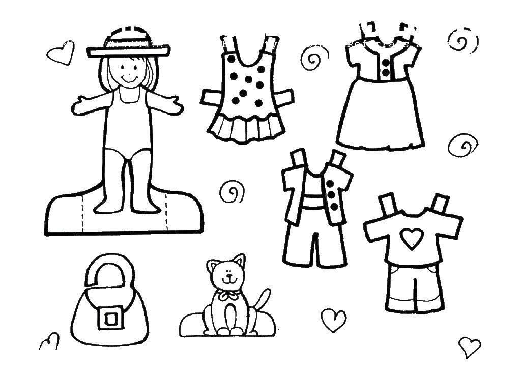 Coloring Doll with clothes. Category the clothes and the doll. Tags:  doll, clothes.