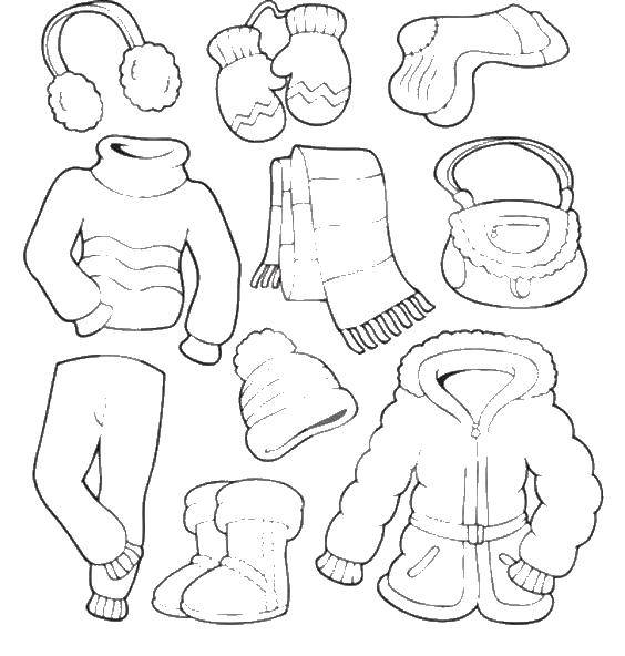 Coloring Winter clothing. Category Clothing. Tags:  clothing, winter.