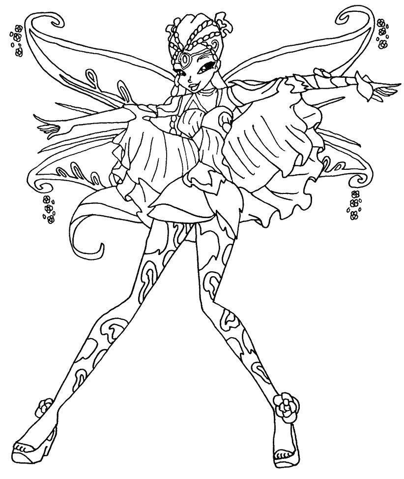 Coloring The girl with wings. Category Winx club. Tags:  girl, wings, fairy.
