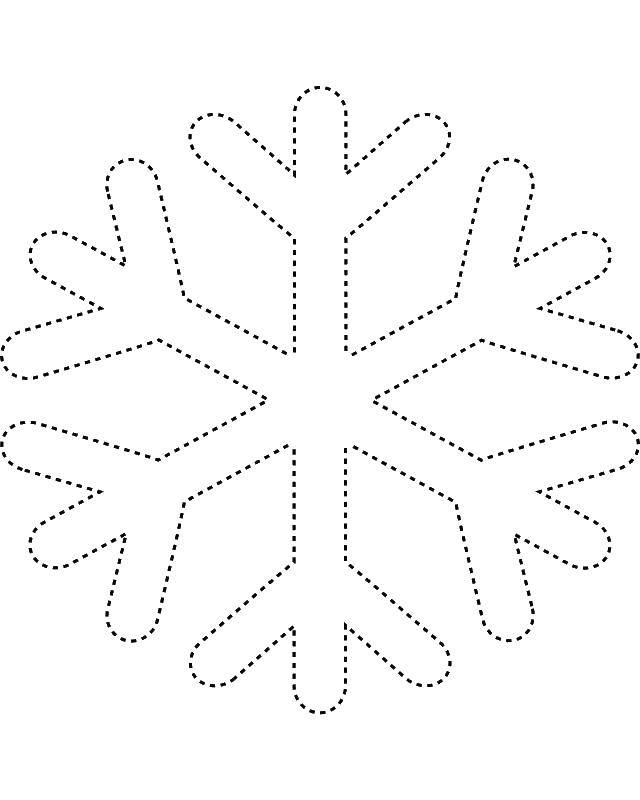 Название: Раскраска Простая снежинка, изображенная пунктиром. Категория: снег. Теги: зима, снег, снежинка.
