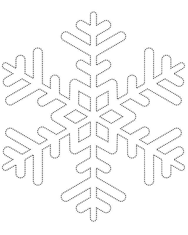 Название: Раскраска Пунктирная крупная снежинка. Категория: снег. Теги: зима, снег, снежинка.